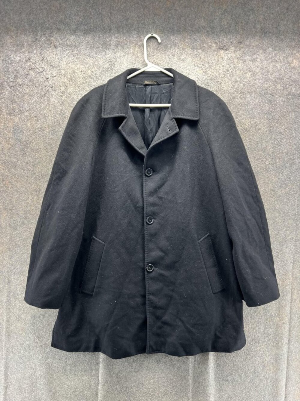 Mario Valente Coat Mens 42R Black Wool Overcoat Button Blanket Lined Italy